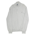 POLO RALPH LAUREN Mens Grey Cotton Patterned Half Zip Jumper XL Classic