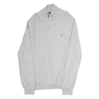POLO RALPH LAUREN Mens Grey Cotton Patterned Half Zip Jumper XL Classic