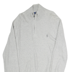 POLO RALPH LAUREN Mens Grey Cotton Patterned Half Zip Jumper XL Classic