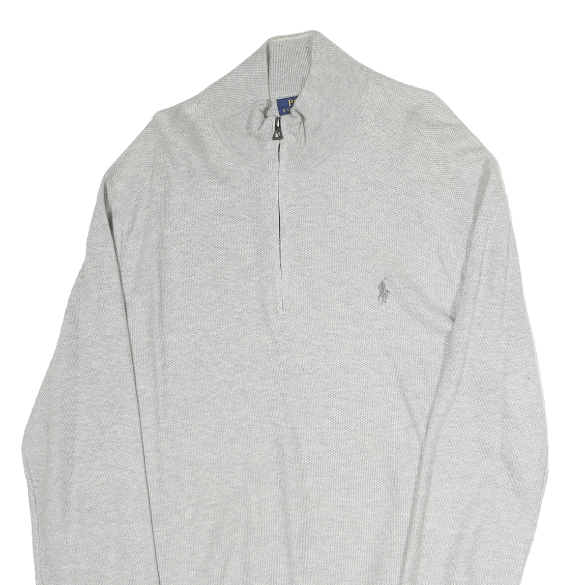 POLO RALPH LAUREN Mens Grey Cotton Patterned Half Zip Jumper XL Classic
