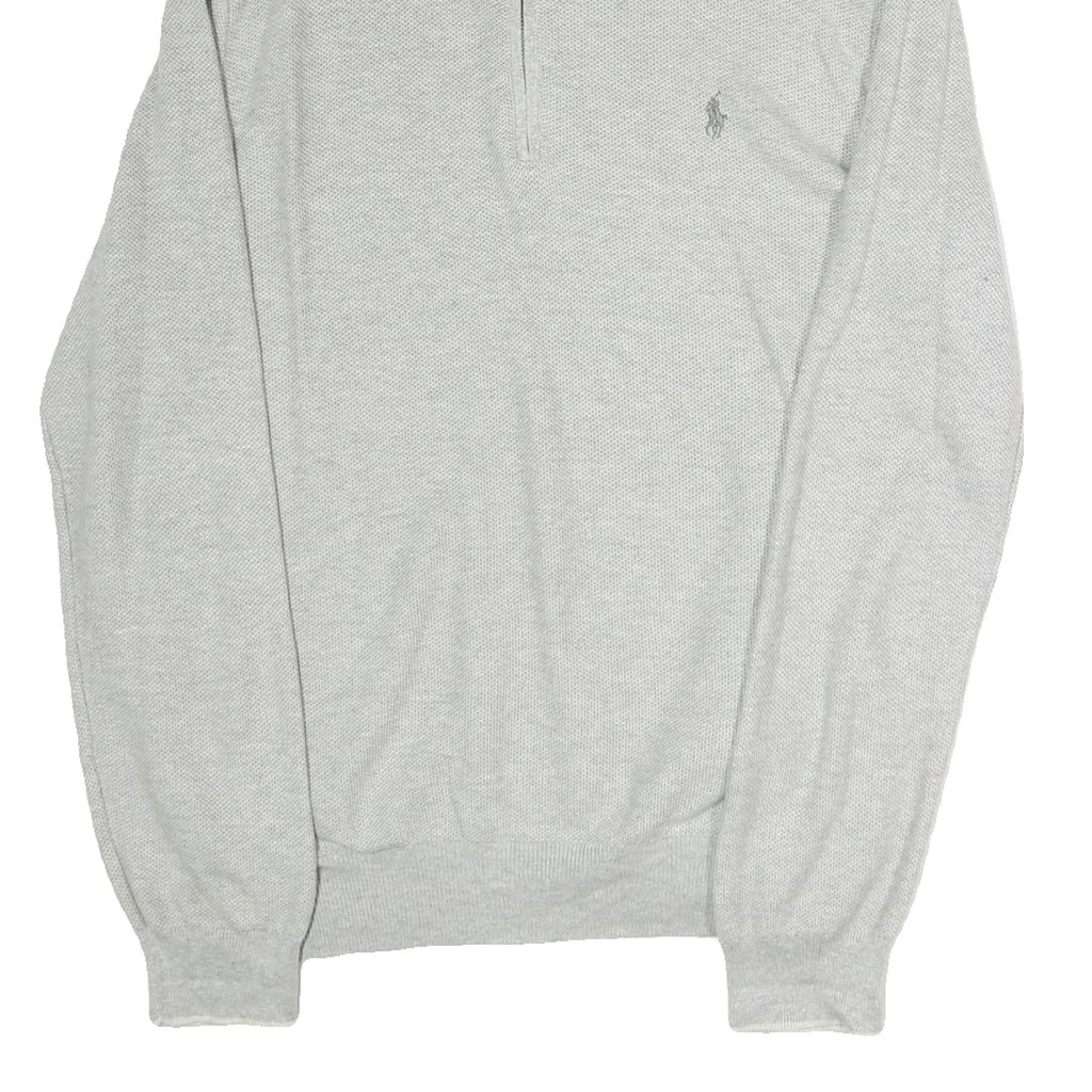 POLO RALPH LAUREN Mens Grey Cotton Patterned Half Zip Jumper XL Classic