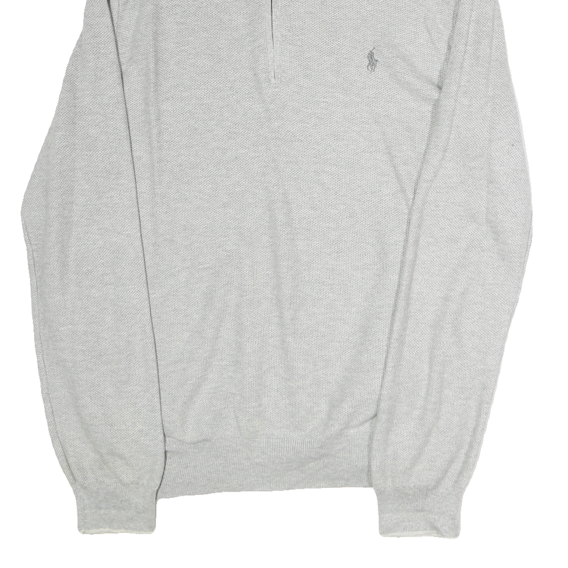 POLO RALPH LAUREN Mens Grey Cotton Patterned Half Zip Jumper XL Classic