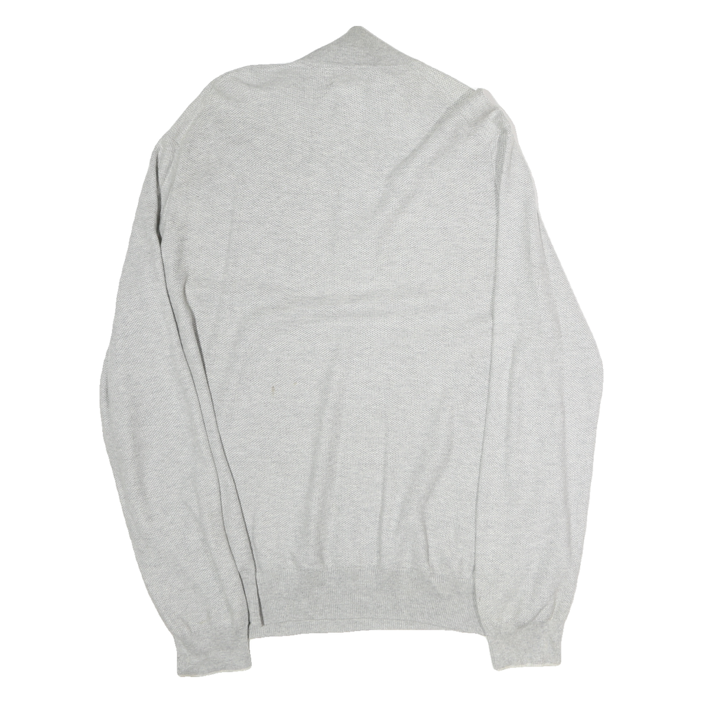POLO RALPH LAUREN Mens Grey Cotton Patterned Half Zip Jumper XL Classic