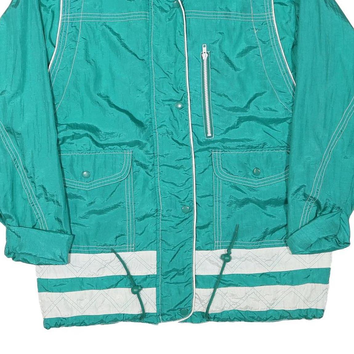 LAVON Womens Turquoise & White Nautical Style Jacket M Polyester Blend Zip