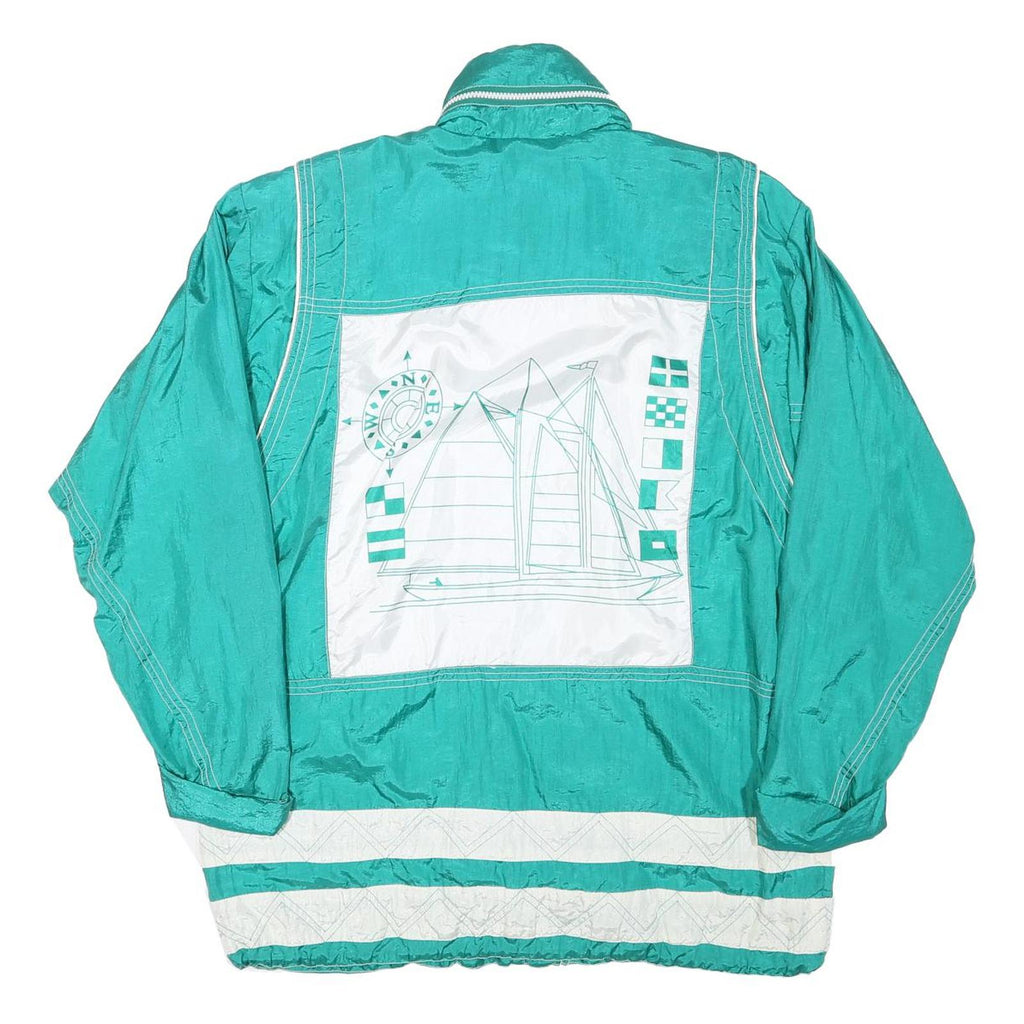 LAVON Womens Turquoise & White Nautical Style Jacket M Polyester Blend Zip