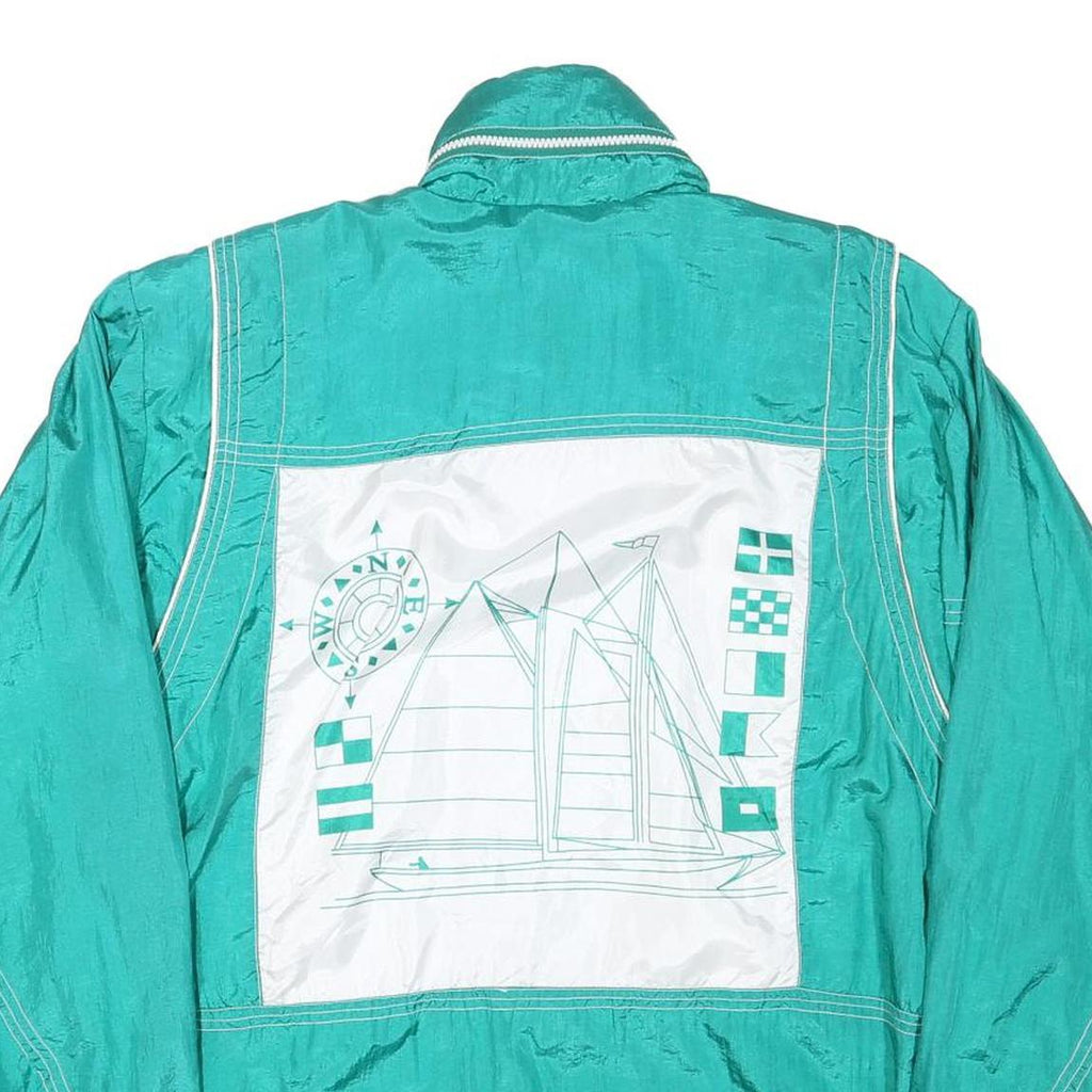 LAVON Womens Turquoise & White Nautical Style Jacket M Polyester Blend Zip