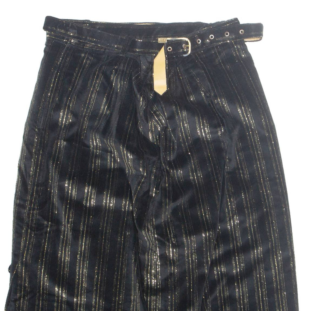 Belted Womens Straight Skirt Gold Midi Striped S