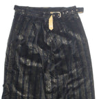 Belted Womens Straight Skirt Gold Midi Striped S