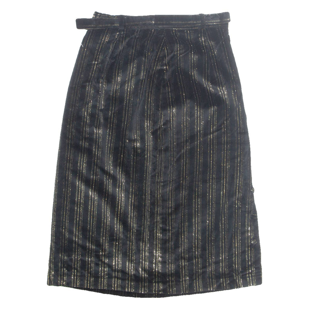 Belted Womens Straight Skirt Gold Midi Striped S