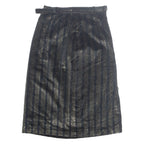 Belted Womens Straight Skirt Gold Midi Striped S