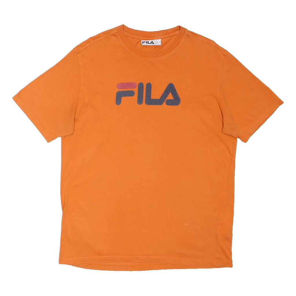 FILA Mens Orange Logo Graphic T-Shirt M Short Sleeve Crew Neck Casual