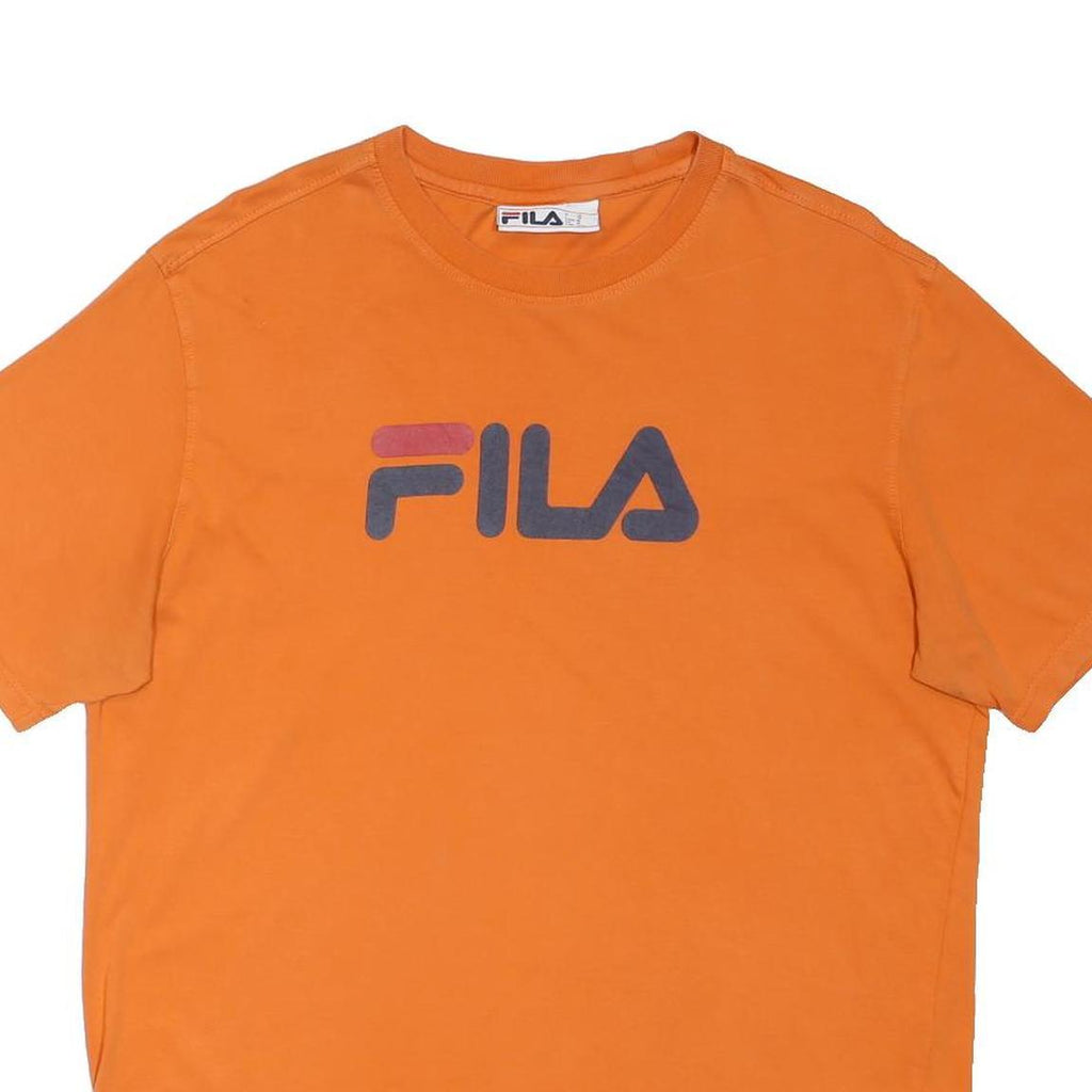 FILA Mens Orange Logo Graphic T-Shirt M Short Sleeve Crew Neck Casual
