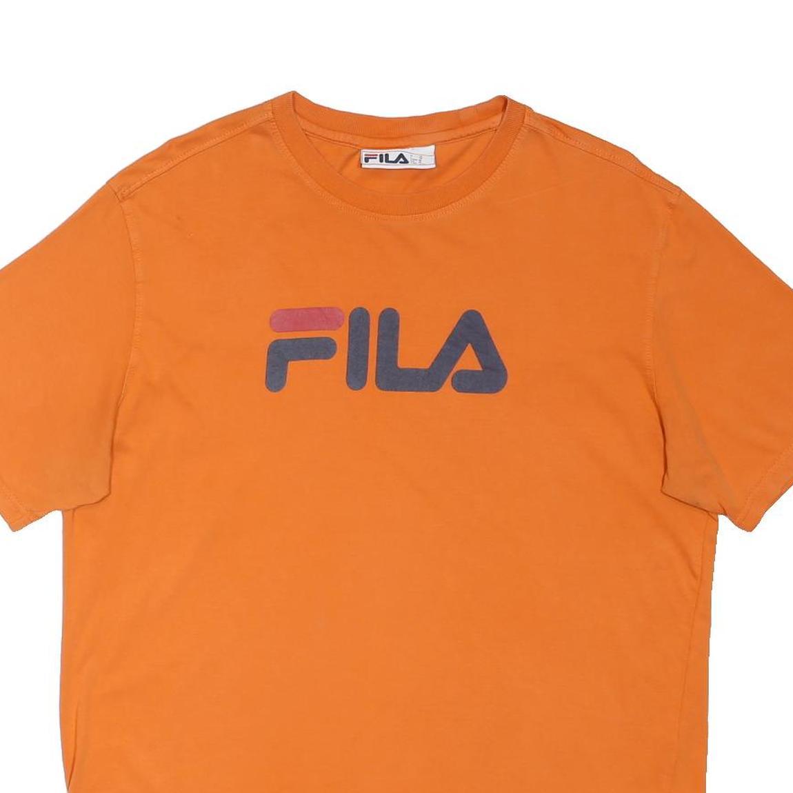 FILA Mens Orange Logo Graphic T-Shirt M Short Sleeve Crew Neck Casual