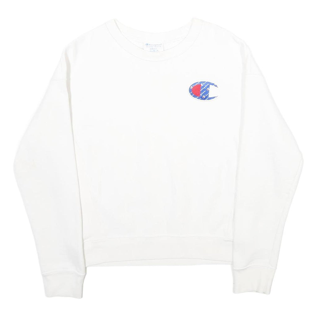 CHAMPION REVERSE WEAVE Womens White Crew Neck S Cotton Blend Comfortable