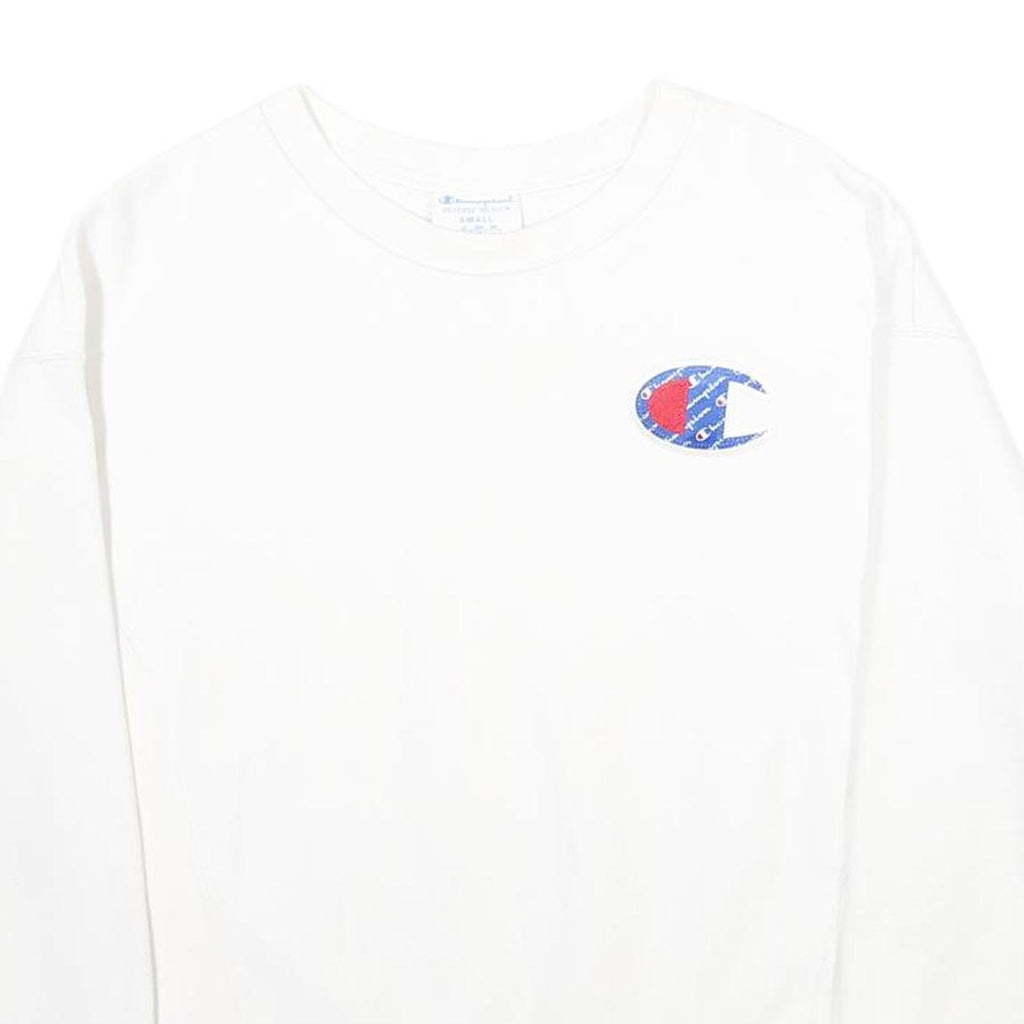 CHAMPION REVERSE WEAVE Womens White Crew Neck S Cotton Blend Comfortable