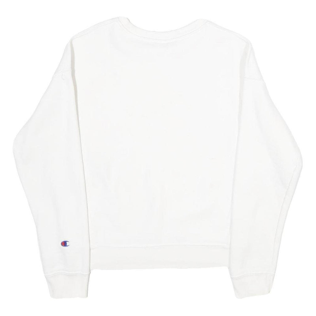 CHAMPION REVERSE WEAVE Womens White Crew Neck S Cotton Blend Comfortable