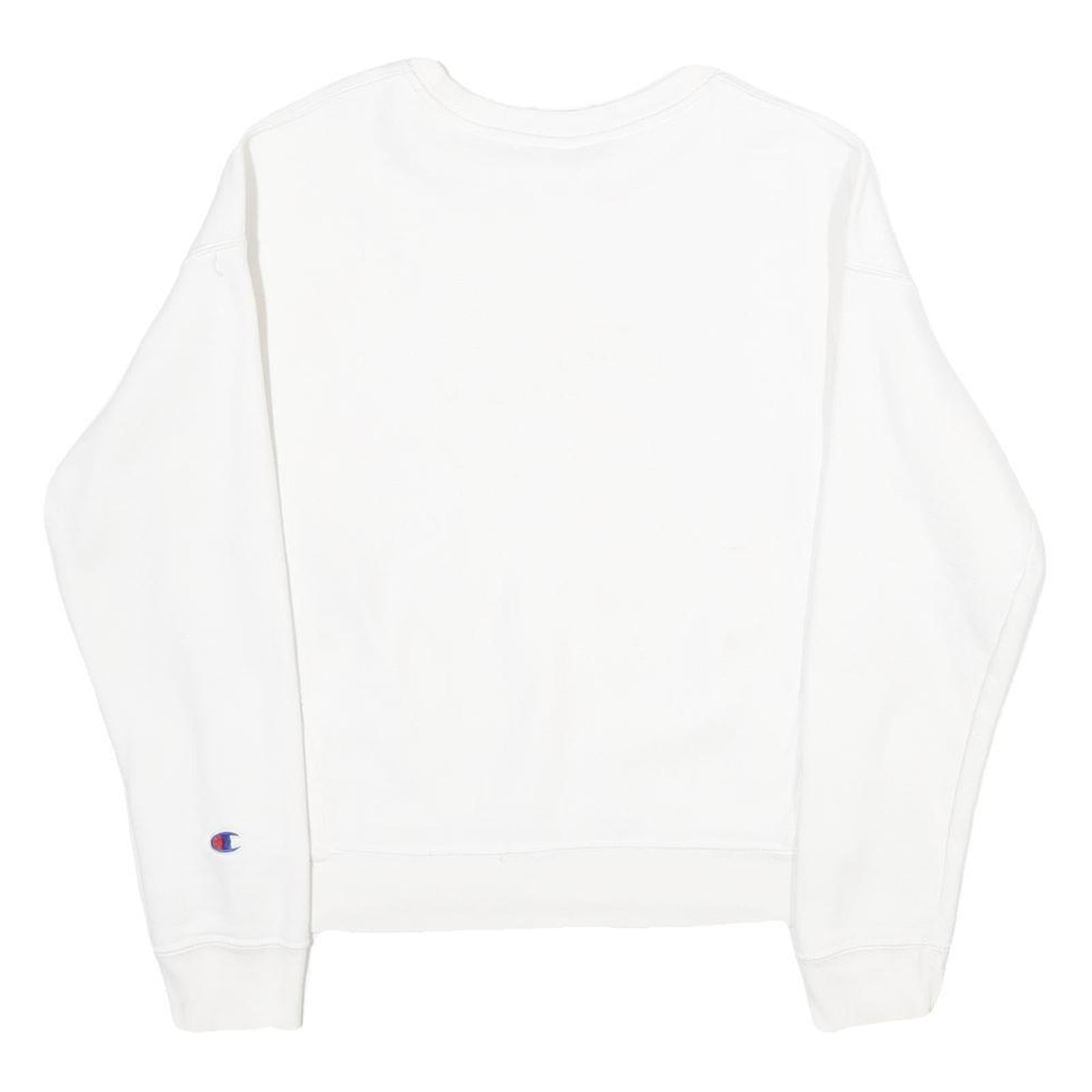 CHAMPION REVERSE WEAVE Womens White Crew Neck S Cotton Blend Comfortable