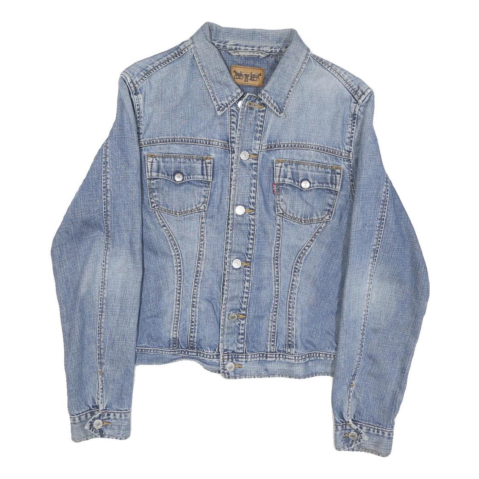 LEVI'S Mens Blue Cotton Blend Denim Jacket S Button Closure Classic Fit Vintage