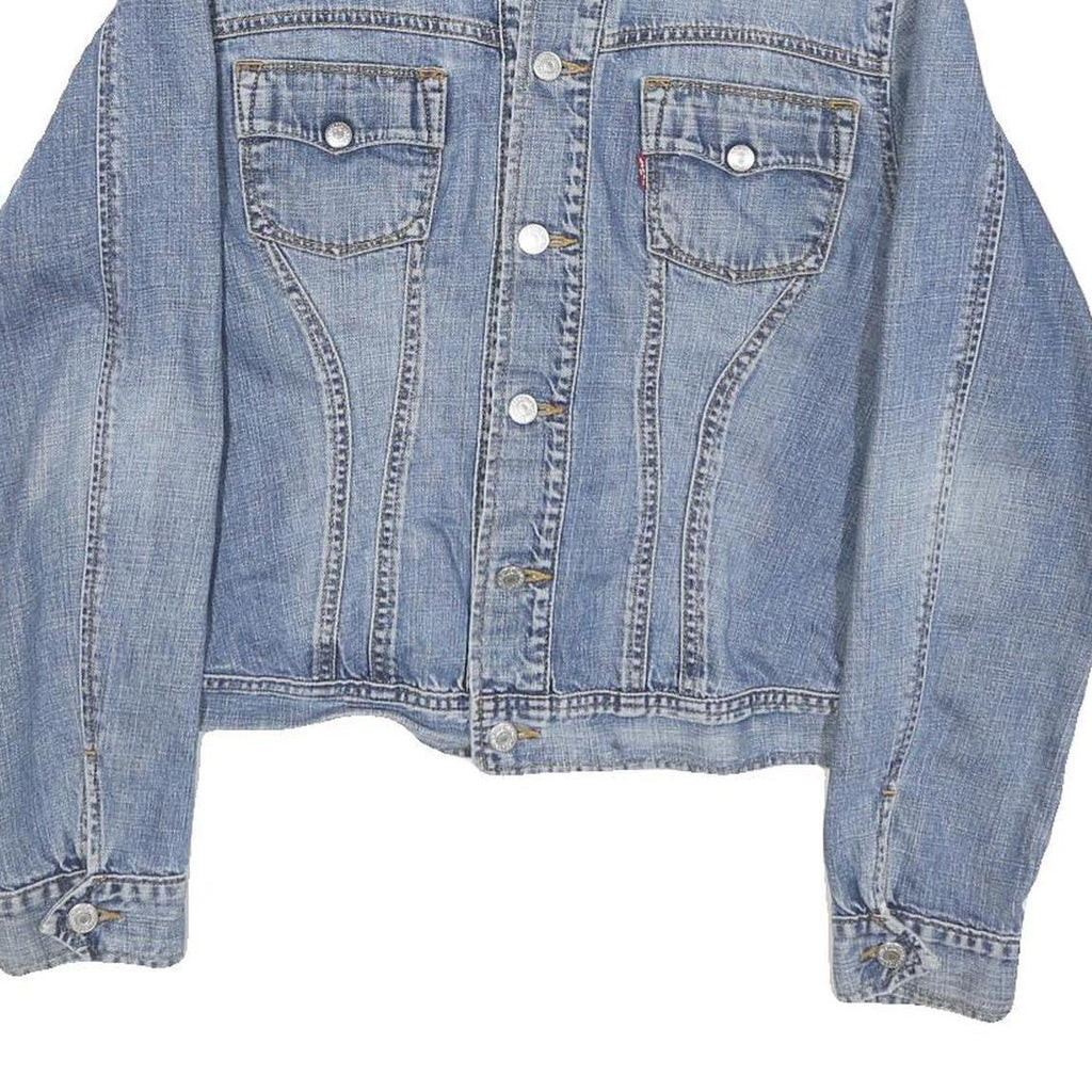 LEVI'S Mens Blue Cotton Blend Denim Jacket S Button Closure Classic Fit Vintage