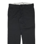 DICKIES Mens Cotton Blend Slim Black Trousers W36 L30 Zip Closure Durable