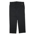 DICKIES Mens Cotton Blend Slim Black Trousers W36 L30 Zip Closure Durable