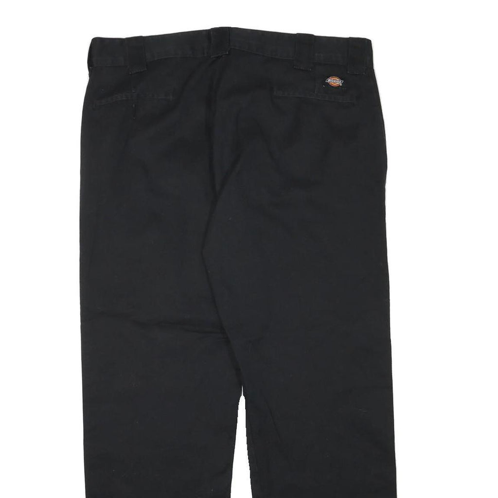 DICKIES Mens Cotton Blend Slim Black Trousers W36 L30 Zip Closure Durable