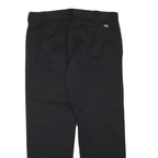 DICKIES Mens Cotton Blend Slim Black Trousers W36 L30 Zip Closure Durable
