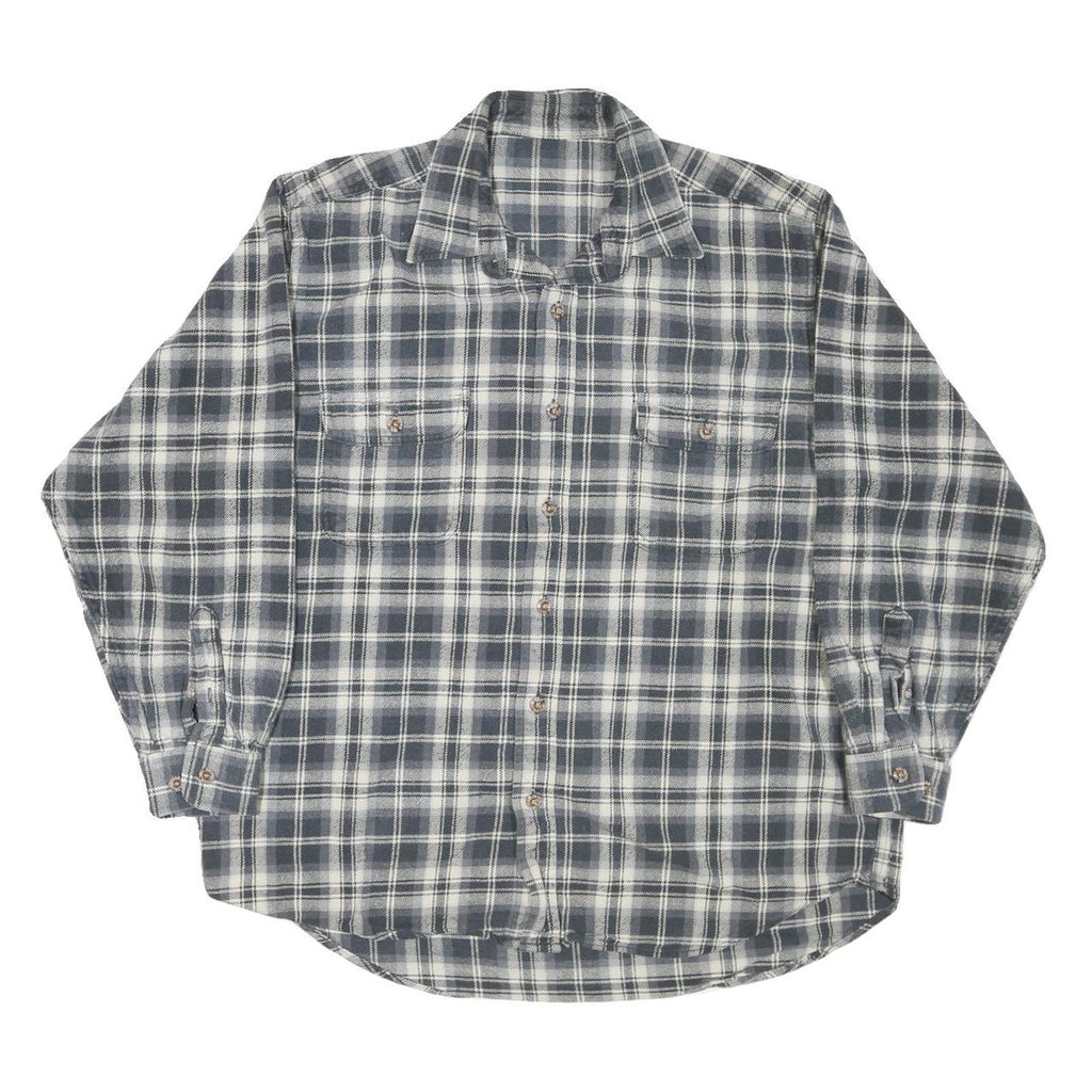 FIELD & STREAM Mens Grey & White Check Shirt XL Casual Cotton Blend Long Sleeve