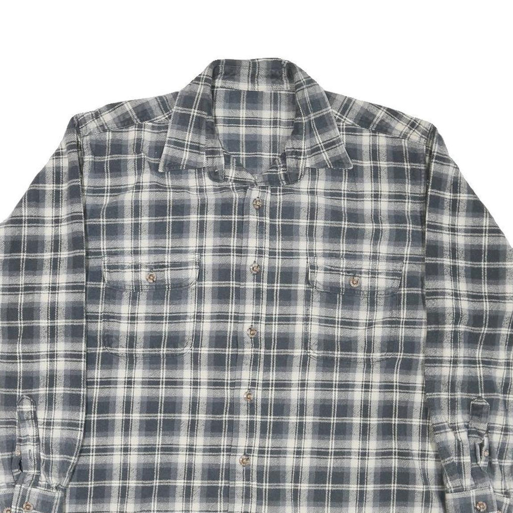 FIELD & STREAM Mens Grey & White Check Shirt XL Casual Cotton Blend Long Sleeve