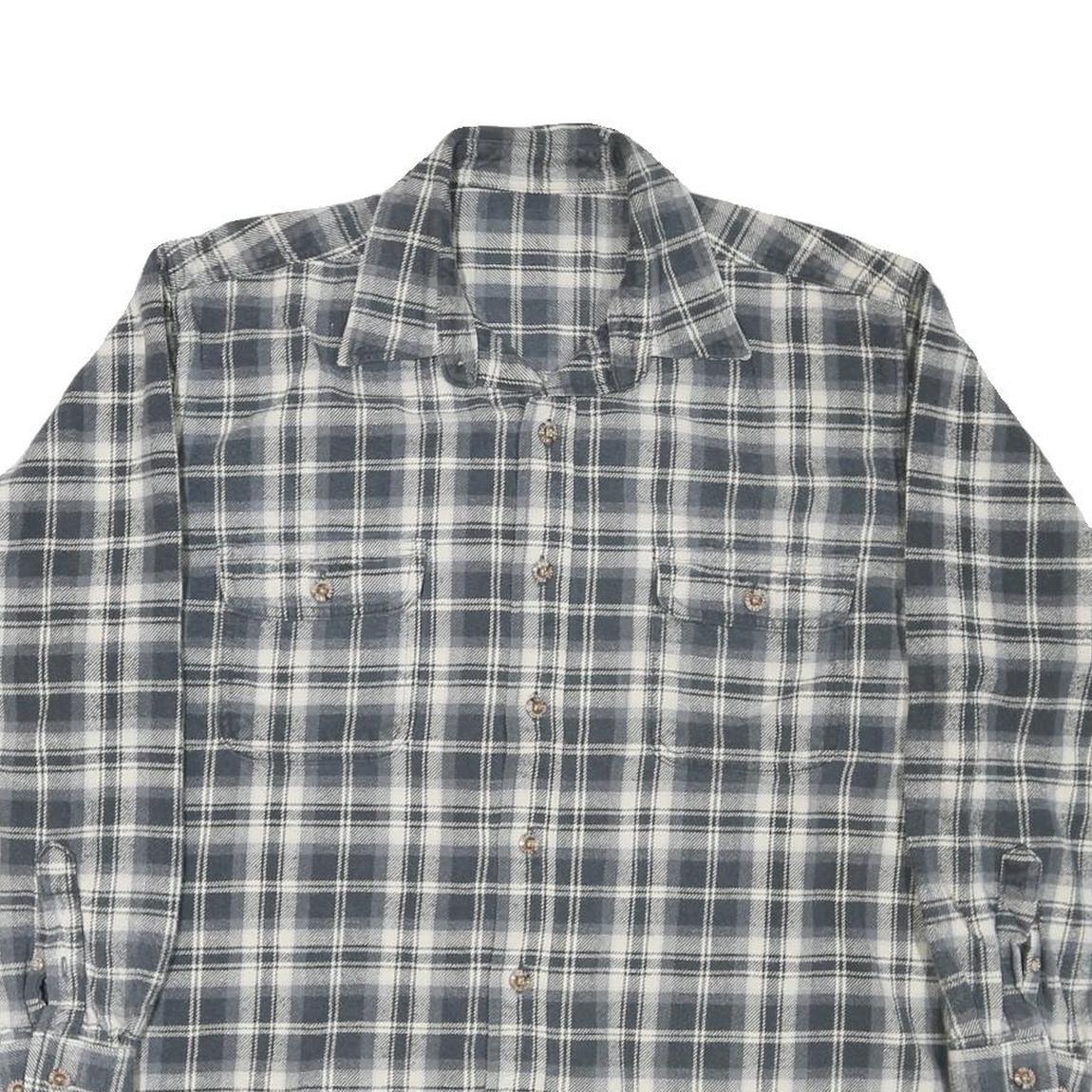 FIELD & STREAM Mens Grey & White Check Shirt XL Casual Cotton Blend Long Sleeve