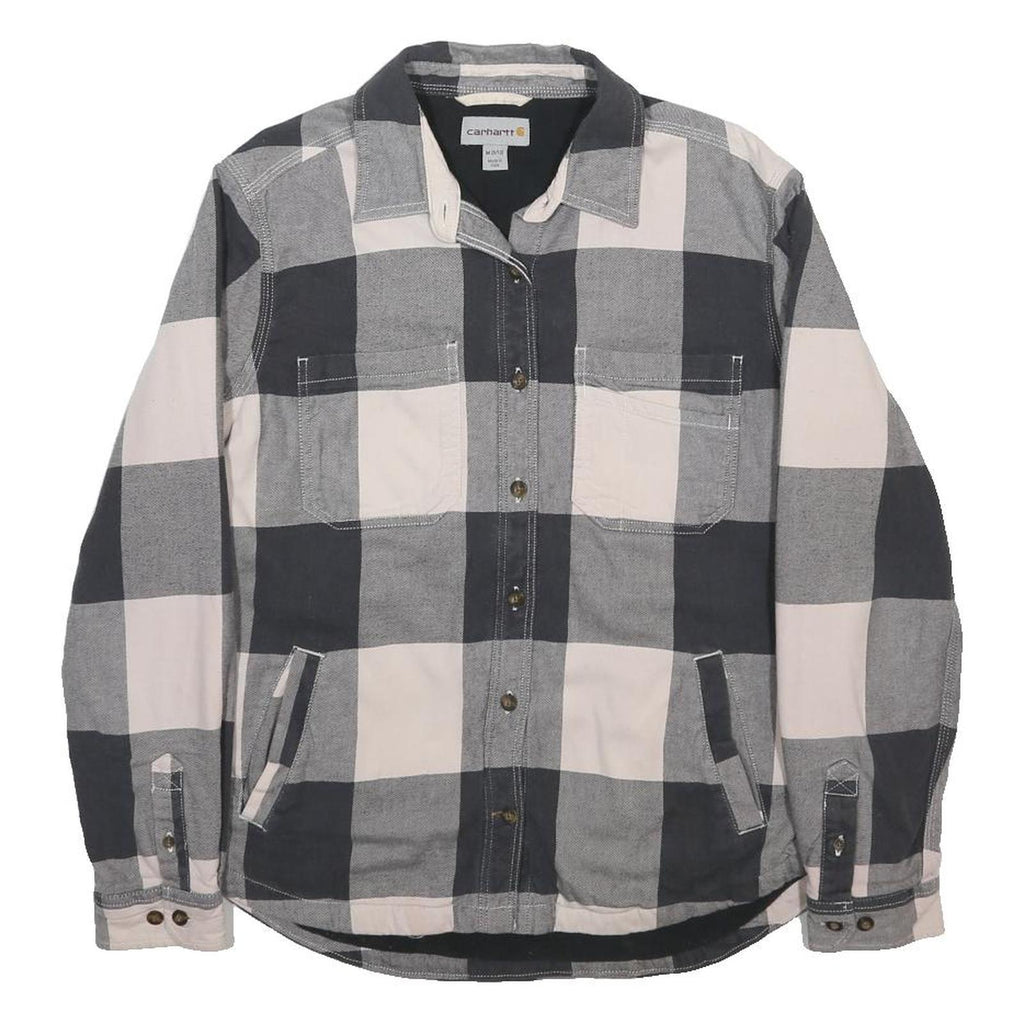 CARHARTT Womens Grey & Cream Check Shirt M Casual Durable Soft Cotton Blend