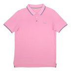 REEBOK Mens Pink Short Sleeve Plain Polo Shirt M Casual Cotton Summer