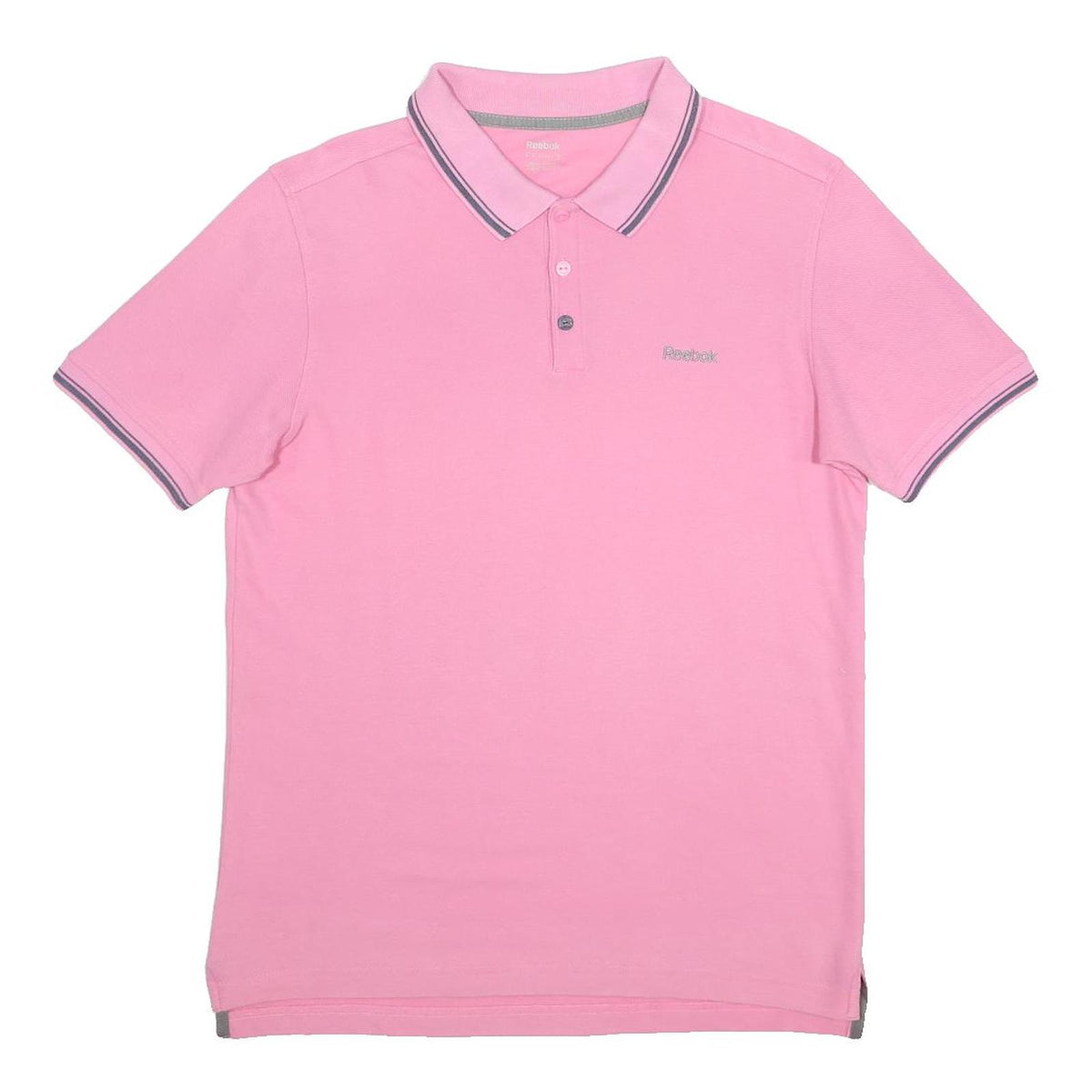REEBOK Mens Pink Short Sleeve Plain Polo Shirt M Casual Cotton Summer