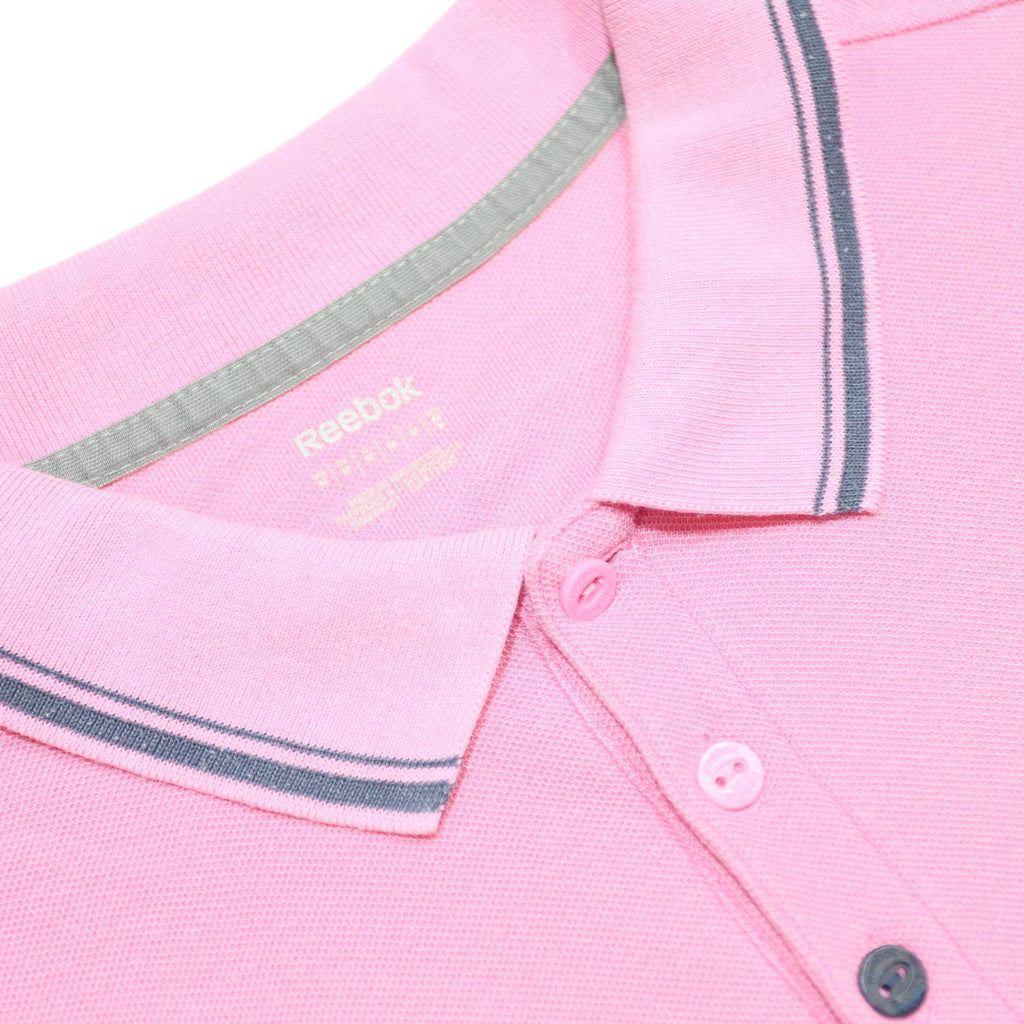 REEBOK Mens Pink Short Sleeve Plain Polo Shirt M Casual Cotton Summer