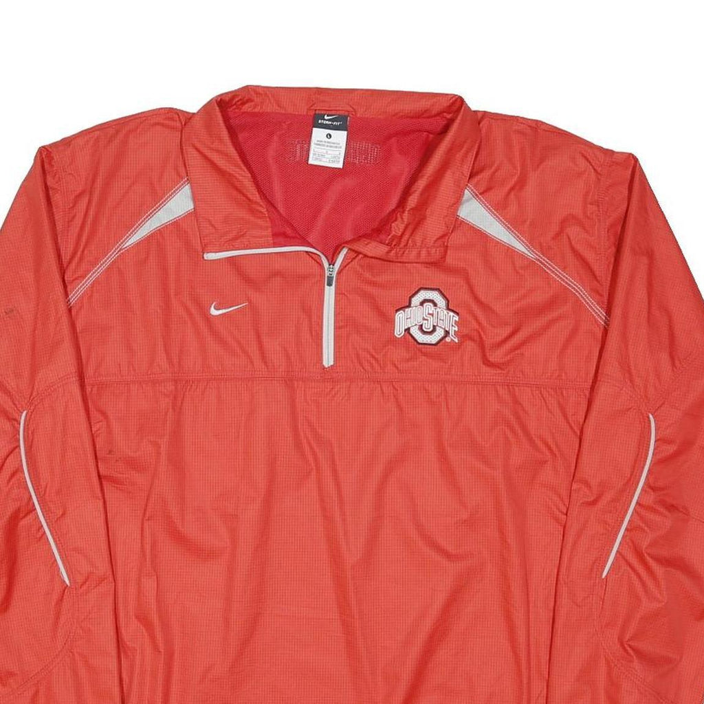 NIKE Mens Red & White Ohio State Half Zip Nylon Jacket L Storm-Fit Shell