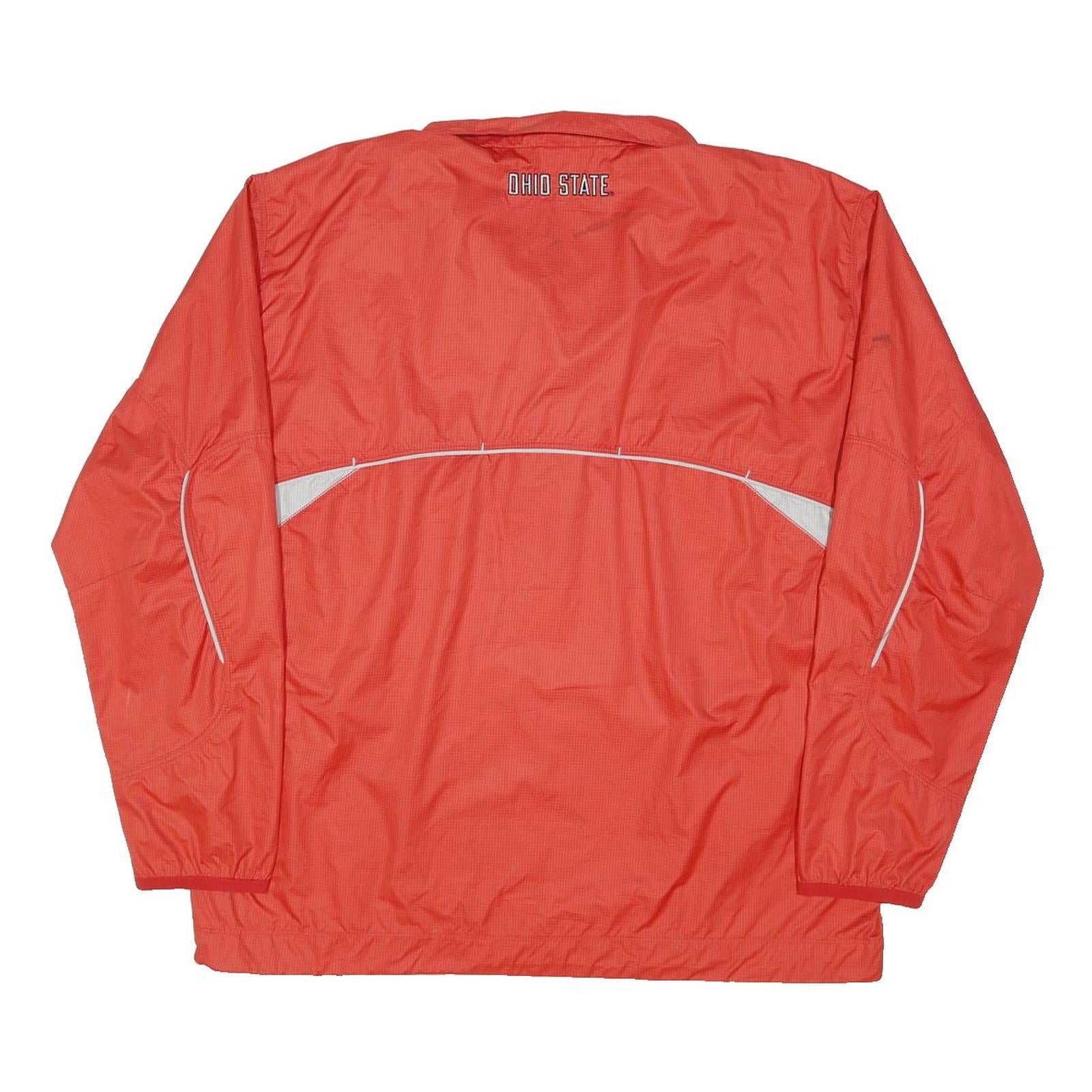 NIKE Mens Red & White Ohio State Half Zip Nylon Jacket L Storm-Fit Shell