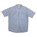 WRANGLER Mens Blue Cotton Short Sleeve Shirt M Casual Relaxed Fit Pocket