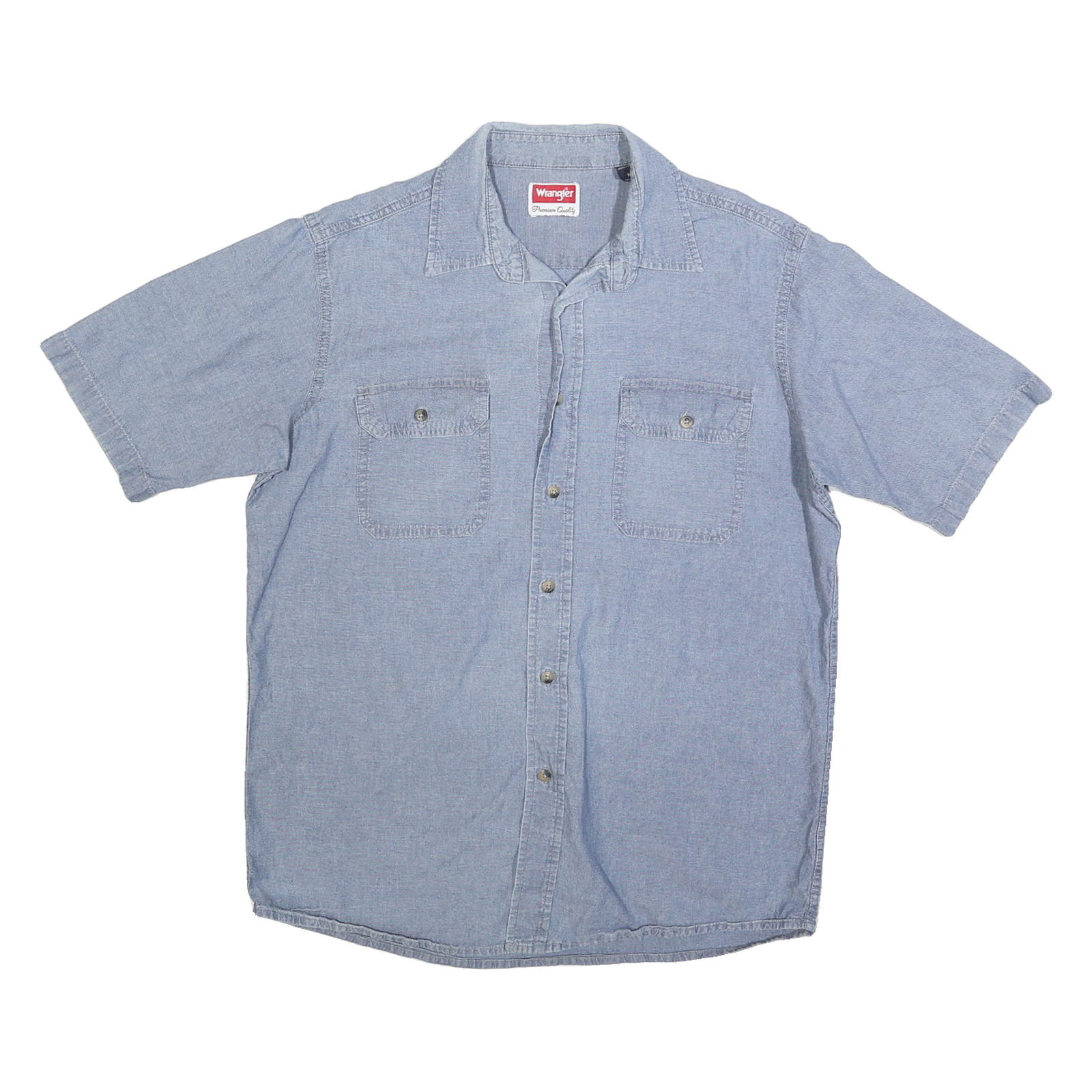 WRANGLER Mens Blue Cotton Short Sleeve Shirt M Casual Relaxed Fit Pocket
