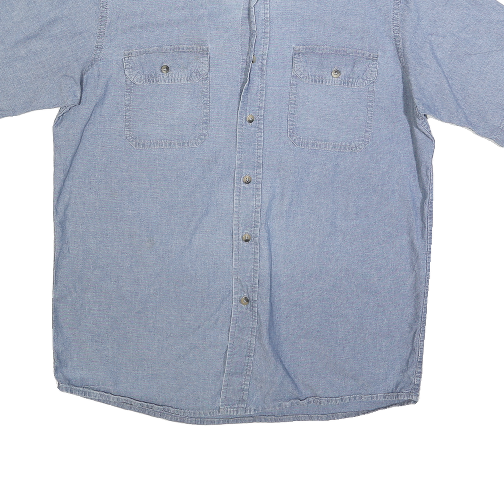 WRANGLER Mens Blue Cotton Short Sleeve Shirt M Casual Relaxed Fit Pocket