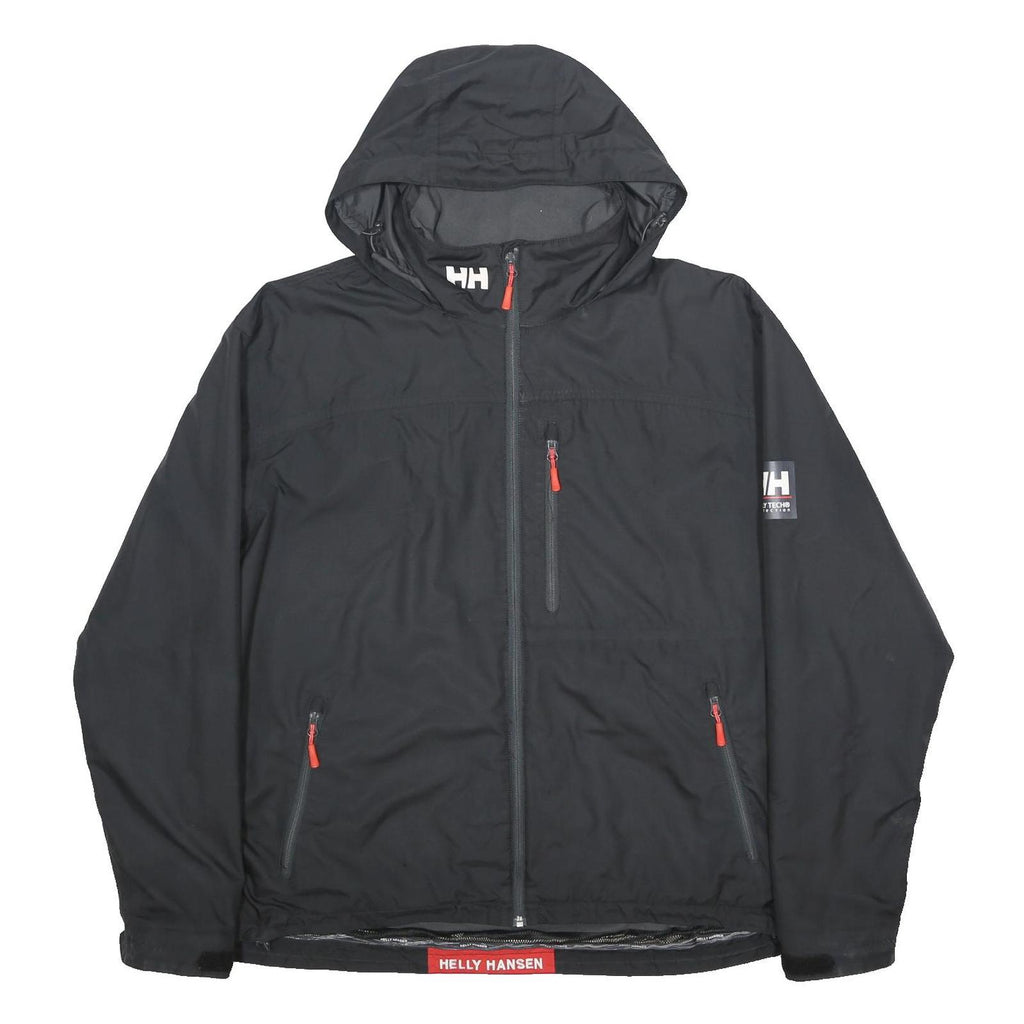 HELLY HANSEN Mens Black Outdoor Jacket 2XL Polyester Zip Hooded Lightweight