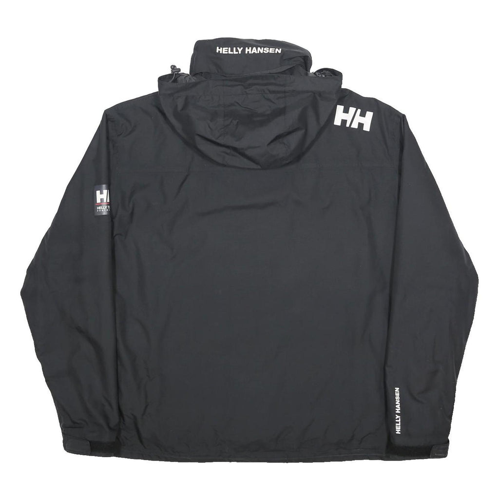 HELLY HANSEN Mens Black Outdoor Jacket 2XL Polyester Zip Hooded Lightweight