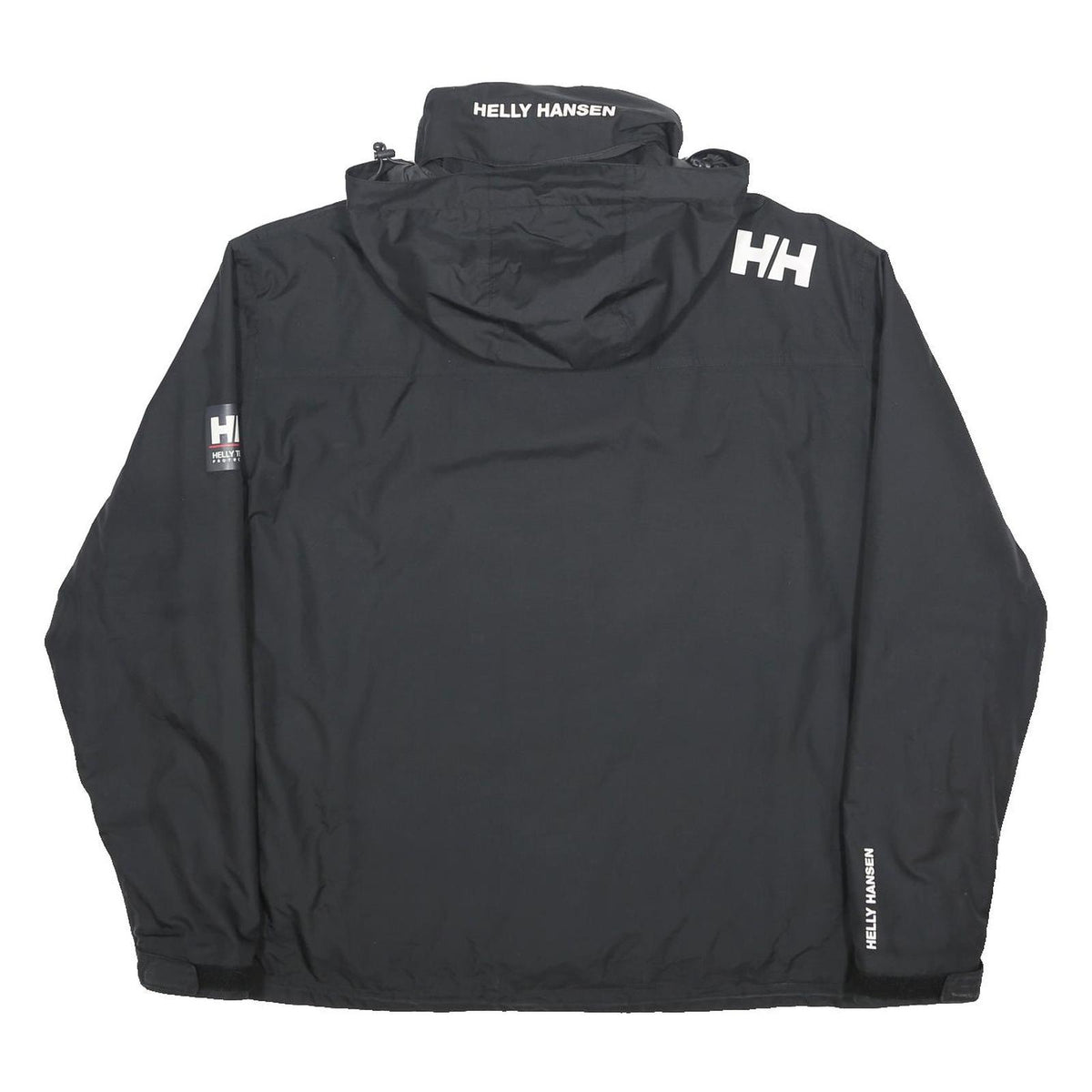 HELLY HANSEN Mens Black Outdoor Jacket 2XL Polyester Zip Hooded Lightweight