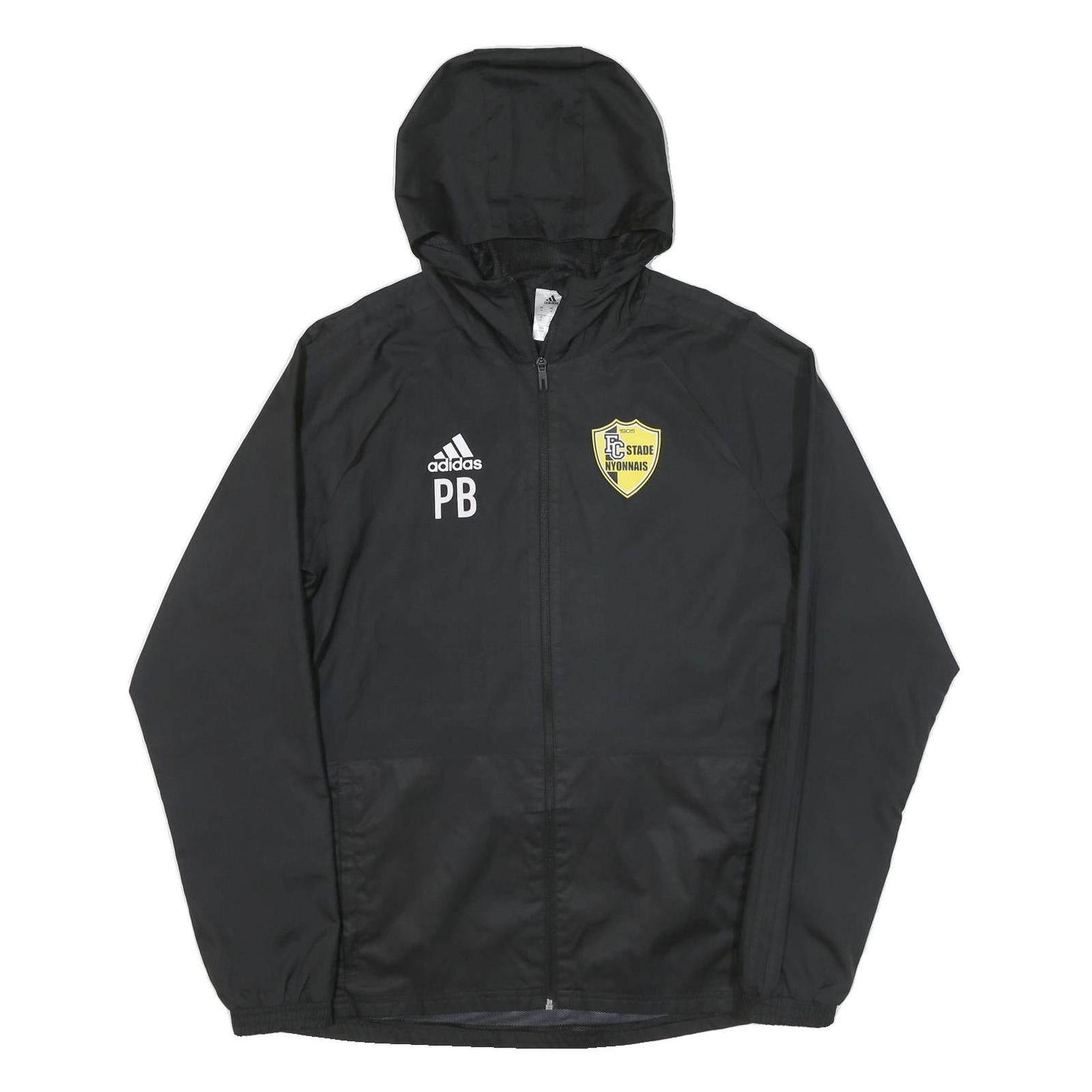 ADIDAS Mens Black Yellow Track Jacket M Polyester Plain Zip Hooded