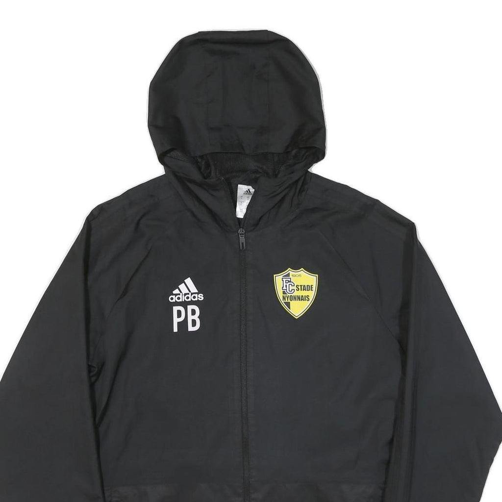 ADIDAS Mens Black Yellow Track Jacket M Polyester Plain Zip Hooded