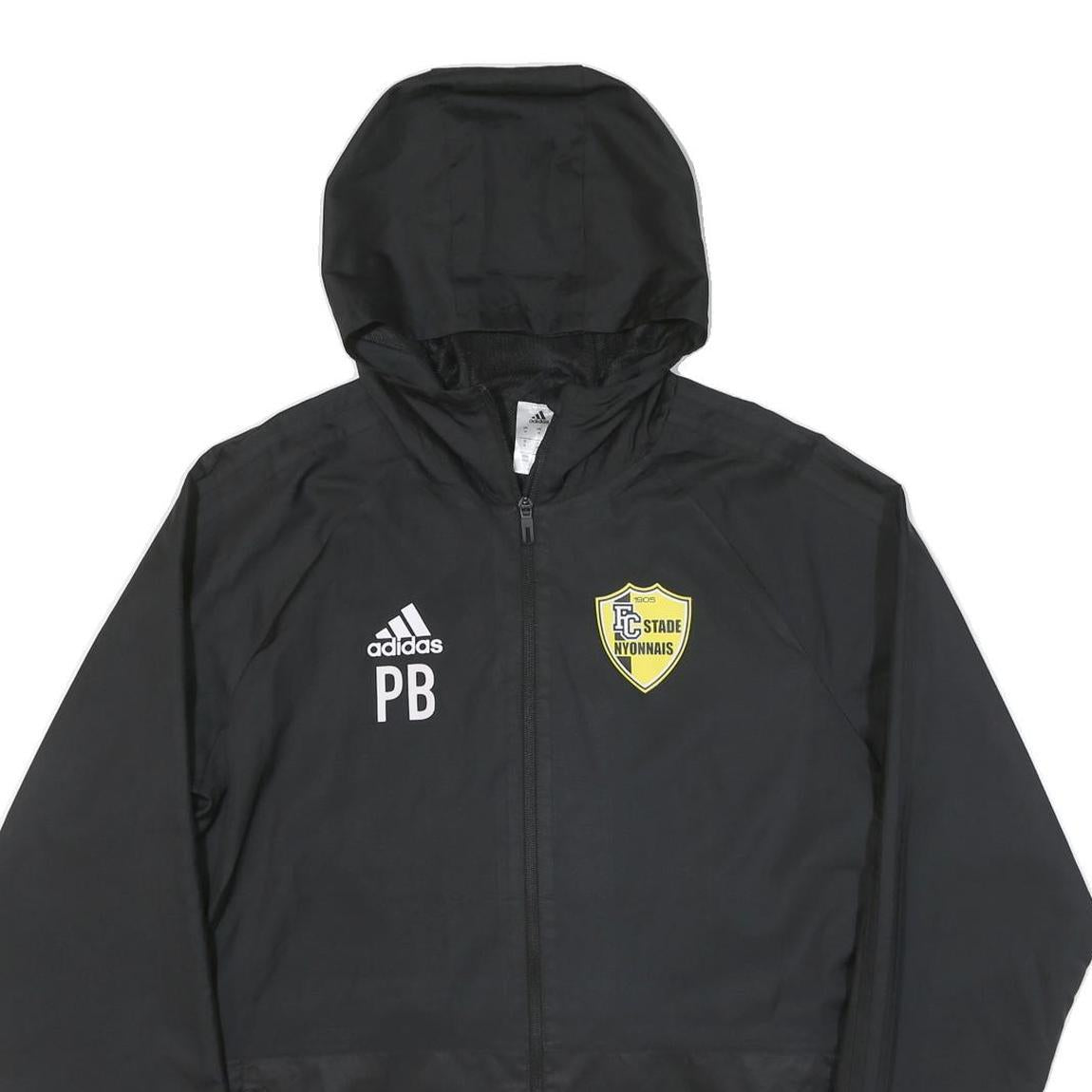 ADIDAS Mens Black Yellow Track Jacket M Polyester Plain Zip Hooded