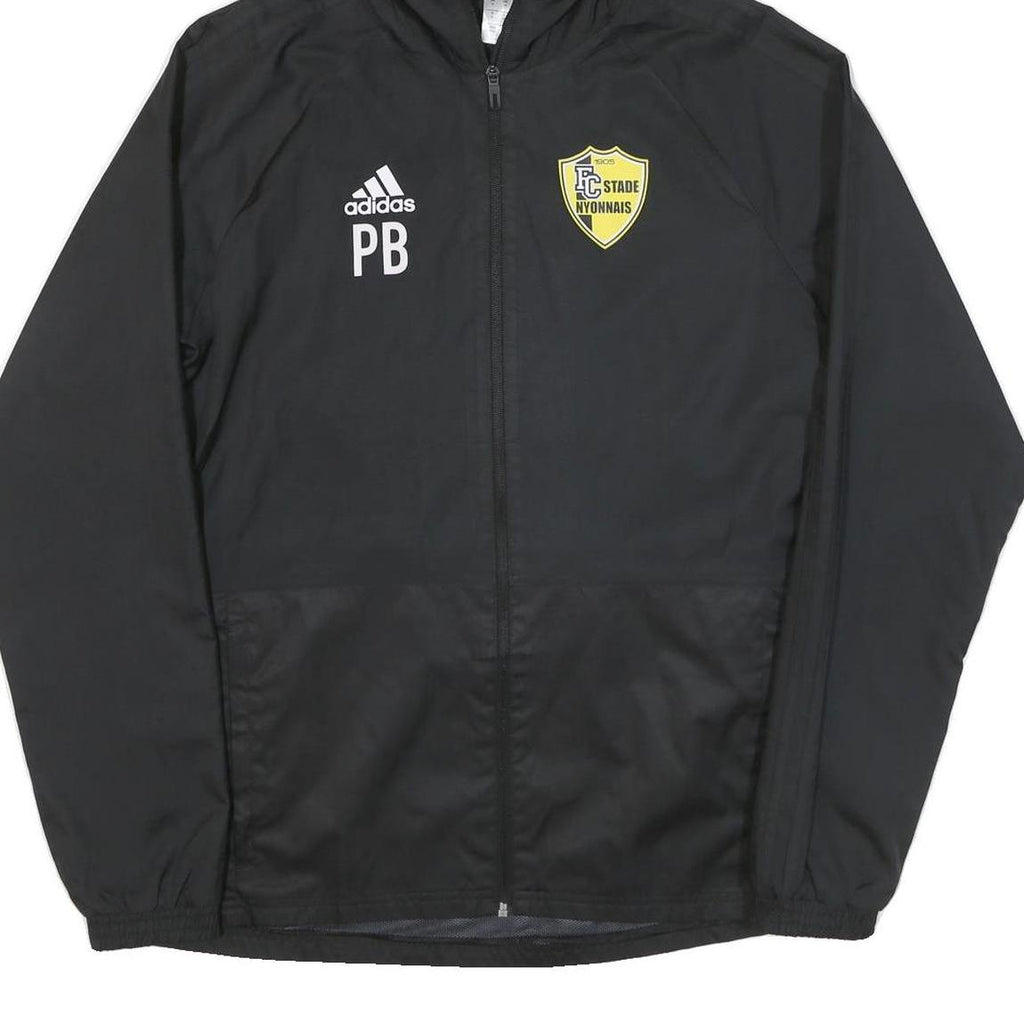 ADIDAS Mens Black Yellow Track Jacket M Polyester Plain Zip Hooded