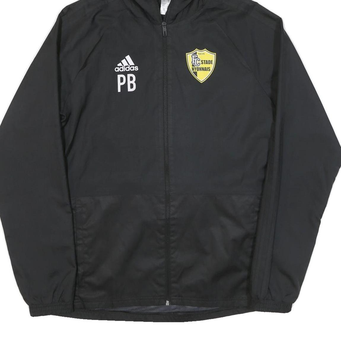 ADIDAS Mens Black Yellow Track Jacket M Polyester Plain Zip Hooded