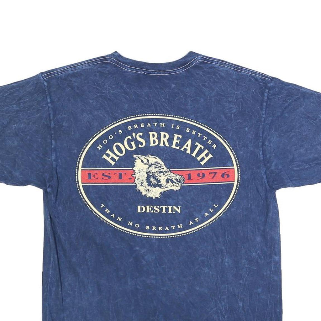 Mens Blue Hog's Breath Graphic T-Shirt M Short Sleeve Crew Neck Cotton
