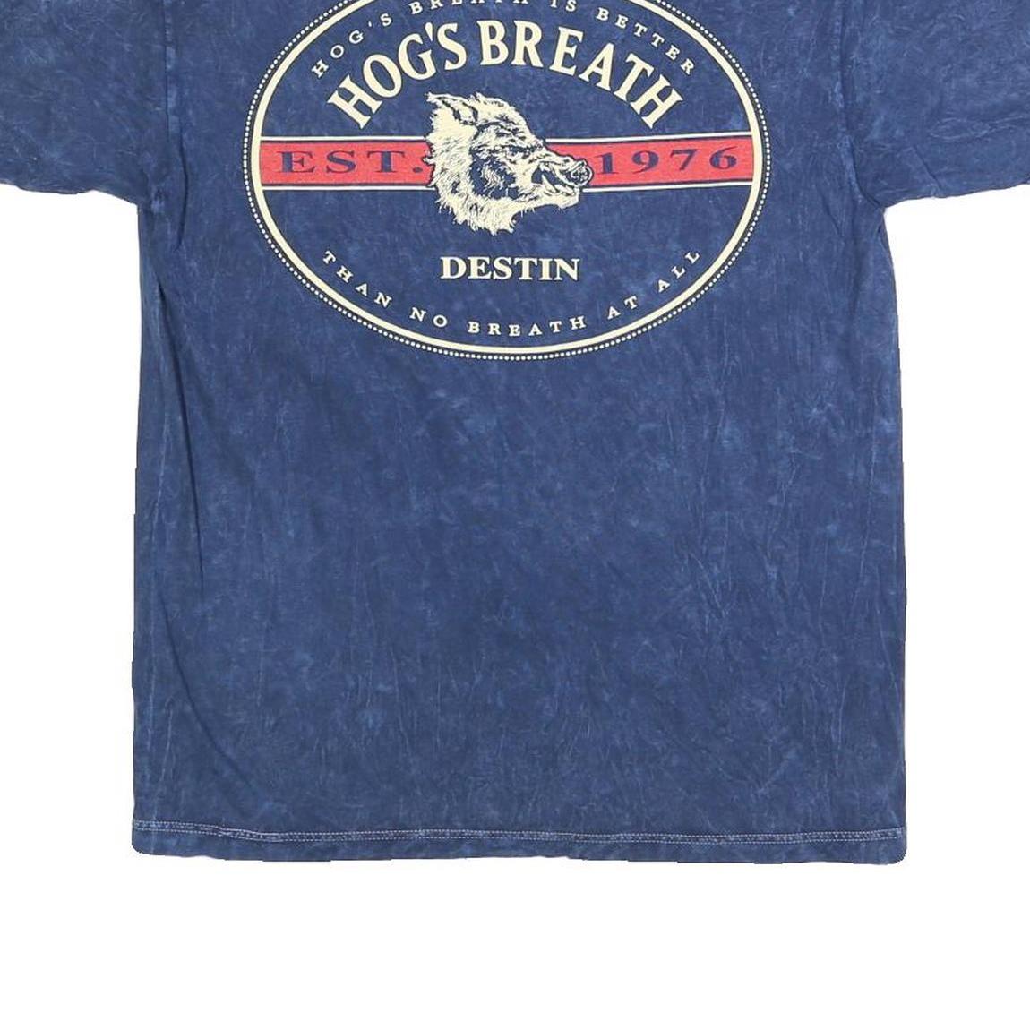 Mens Blue Hog's Breath Graphic T-Shirt M Short Sleeve Crew Neck Cotton
