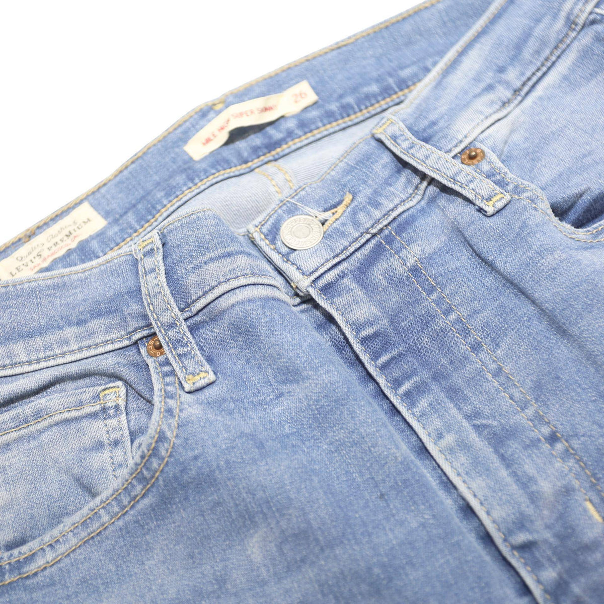 LEVI'S Big E Womens Jeans Blue Slim Skinny Denim Medium W26 L30 Zip